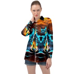 Duck-crazy-duck-abstract Long Sleeve Satin Shirt