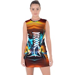 Duck-crazy-duck-abstract Lace Up Front Bodycon Dress by Jancukart