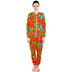 Background-texture-seamless-flowers Onepiece Jumpsuit (ladies)