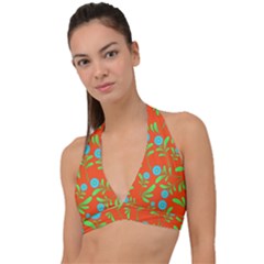 Background-texture-seamless-flowers Halter Plunge Bikini Top