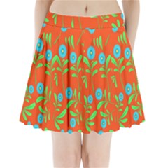 Background-texture-seamless-flowers Pleated Mini Skirt