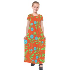 Background-texture-seamless-flowers Kids  Short Sleeve Maxi Dress by Jancukart