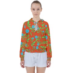 Background-texture-seamless-flowers Women s Tie Up Sweat