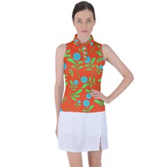 Background-texture-seamless-flowers Women s Sleeveless Polo Tee