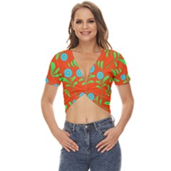 Background-texture-seamless-flowers Twist Front Crop Top