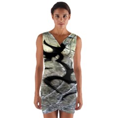 Black Love Browning Deer Camo Wrap Front Bodycon Dress