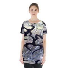 Black Love Browning Deer Camo Skirt Hem Sports Top