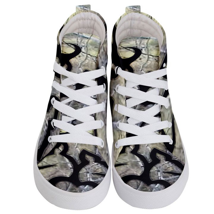 Black Love Browning Deer Camo Kids  Hi-Top Skate Sneakers