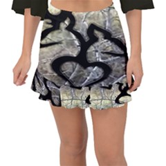 Black Love Browning Deer Camo Fishtail Mini Chiffon Skirt by Jancukart