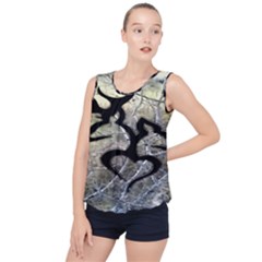 Black Love Browning Deer Camo Bubble Hem Chiffon Tank Top by Jancukart