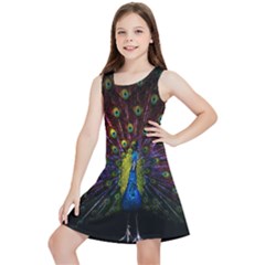 Beautiful Peacock Feather Kids  Lightweight Sleeveless Dress by Jancukart