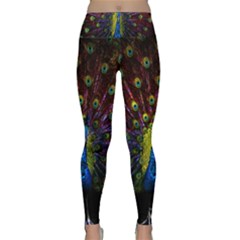 Beautiful Peacock Feather Lightweight Velour Classic Yoga Leggings