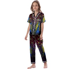 Beautiful Peacock Feather Kids  Satin Short Sleeve Pajamas Set by Jancukart