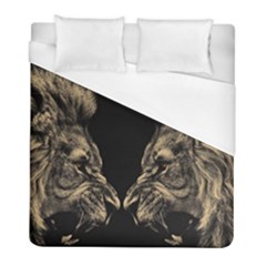 Animalsangry Male Lions Conflict Duvet Cover (full/ Double Size)