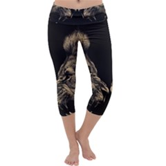 Animalsangry Male Lions Conflict Capri Yoga Leggings by Jancukart