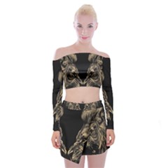 Animalsangry Male Lions Conflict Off Shoulder Top With Mini Skirt Set by Jancukart