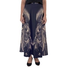 Animalsangry Male Lions Conflict Flared Maxi Skirt by Jancukart