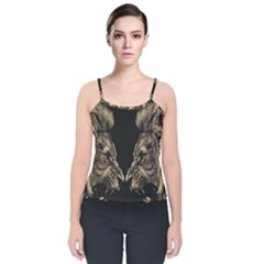 Animalsangry Male Lions Conflict Velvet Spaghetti Strap Top