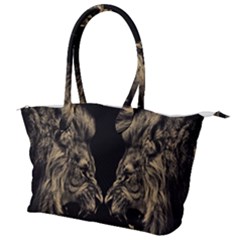 Animalsangry Male Lions Conflict Canvas Shoulder Bag