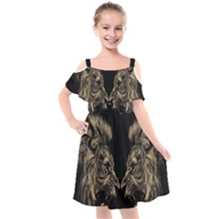 Animalsangry Male Lions Conflict Kids  Cut Out Shoulders Chiffon Dress by Jancukart