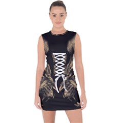 Animalsangry Male Lions Conflict Lace Up Front Bodycon Dress