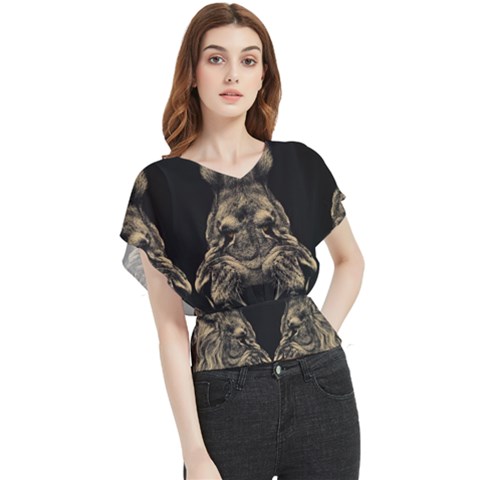 Animalsangry Male Lions Conflict Butterfly Chiffon Blouse by Jancukart