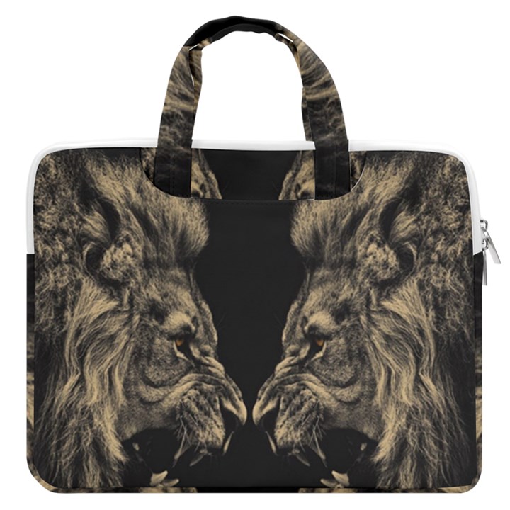 Animalsangry Male Lions Conflict MacBook Pro 16  Double Pocket Laptop Bag 