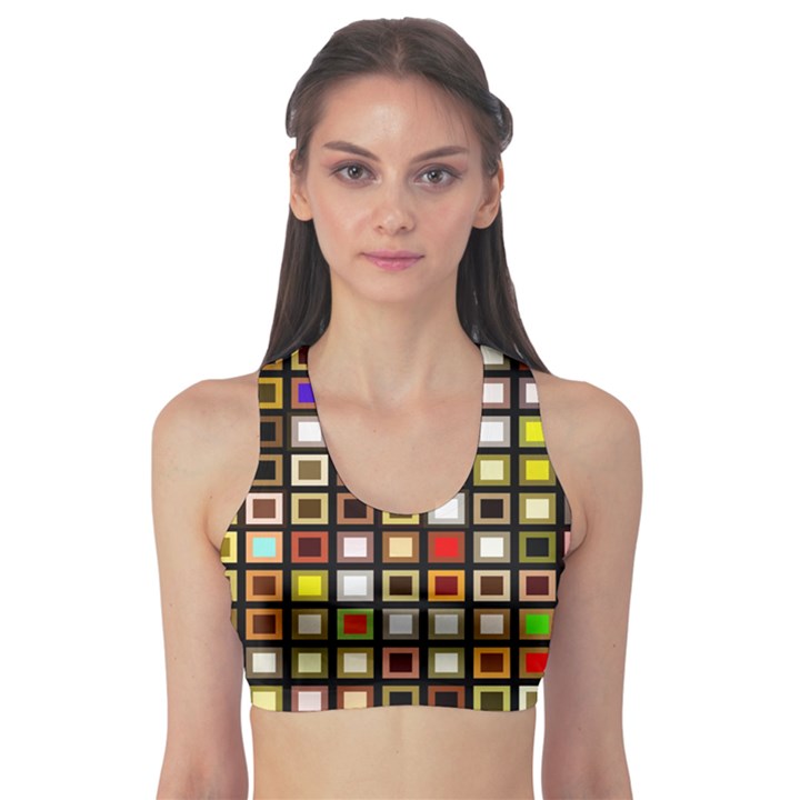 Squares-colorful-texture-modern-art Sports Bra