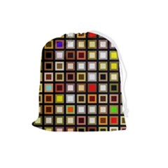 Squares-colorful-texture-modern-art Drawstring Pouch (large) by Jancukart