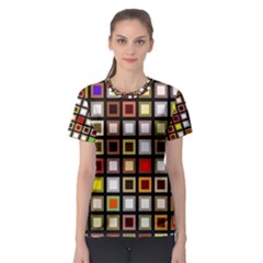 Squares-colorful-texture-modern-art Women s Sport Mesh Tee