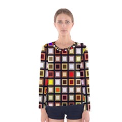 Squares-colorful-texture-modern-art Women s Long Sleeve Tee