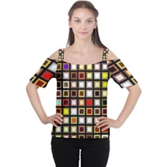 Squares-colorful-texture-modern-art Cutout Shoulder Tee