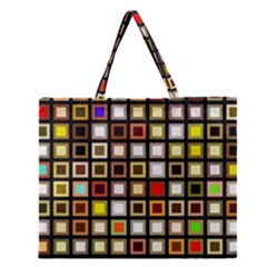 Squares-colorful-texture-modern-art Zipper Large Tote Bag