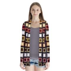 Squares-colorful-texture-modern-art Drape Collar Cardigan