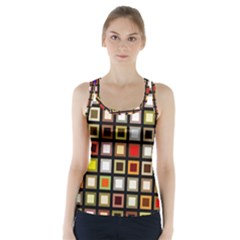 Squares-colorful-texture-modern-art Racer Back Sports Top