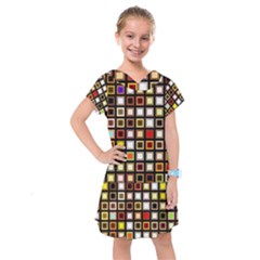 Squares-colorful-texture-modern-art Kids  Drop Waist Dress