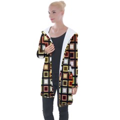 Squares-colorful-texture-modern-art Longline Hooded Cardigan