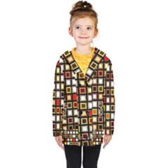 Squares-colorful-texture-modern-art Kids  Double Breasted Button Coat