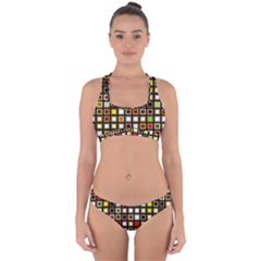 Squares-colorful-texture-modern-art Cross Back Hipster Bikini Set