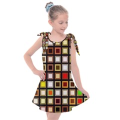 Squares-colorful-texture-modern-art Kids  Tie Up Tunic Dress