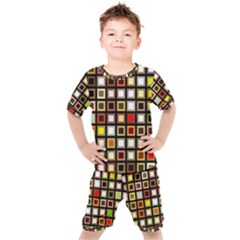 Squares-colorful-texture-modern-art Kids  Tee And Shorts Set