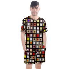 Squares-colorful-texture-modern-art Men s Mesh Tee And Shorts Set