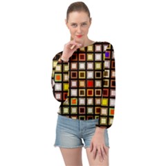 Squares-colorful-texture-modern-art Banded Bottom Chiffon Top by Jancukart