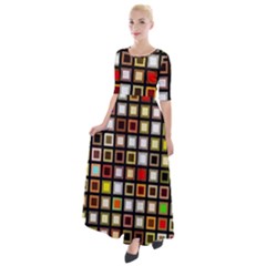 Squares-colorful-texture-modern-art Half Sleeves Maxi Dress