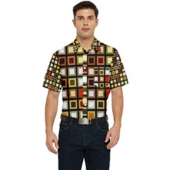 Squares-colorful-texture-modern-art Men s Short Sleeve Pocket Shirt  by Jancukart