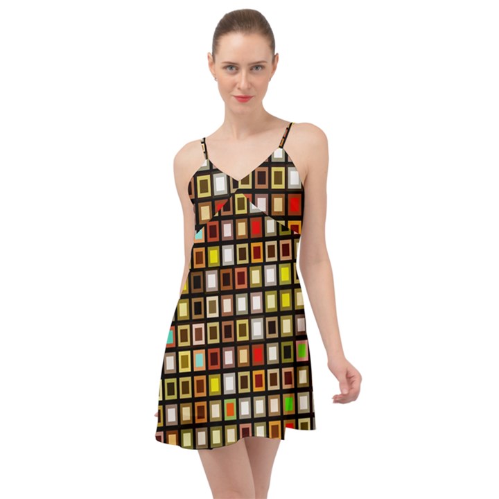 Squares-colorful-texture-modern-art Summer Time Chiffon Dress