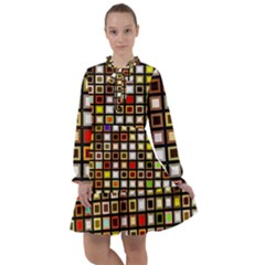 Squares-colorful-texture-modern-art All Frills Chiffon Dress