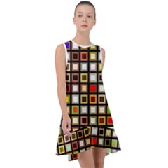 Squares-colorful-texture-modern-art Frill Swing Dress by Jancukart