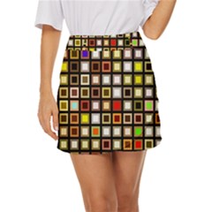 Squares-colorful-texture-modern-art Mini Front Wrap Skirt by Jancukart