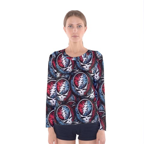 Grateful Dead Pattern Women s Long Sleeve Tee by Jancukart